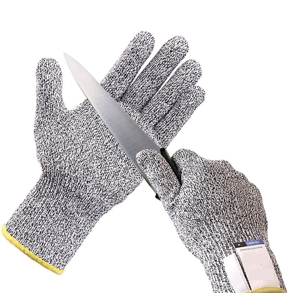 Working Gloves HPPE Level 5 Grey Cut Resistant Gloves Anti-Scratch Oysters Food Grade Kitchen Fishing Garden Butcher Gloves ,Secure Grip
