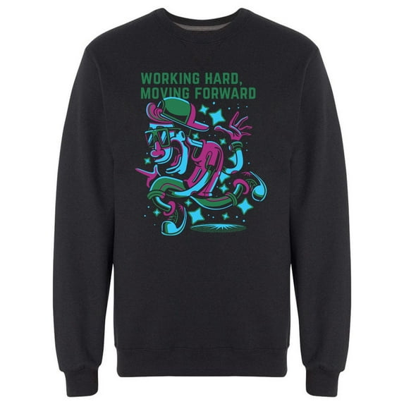 Working Hard Hipster Graphic Sweatshirt Men -Image by Shutterstock, Male Small