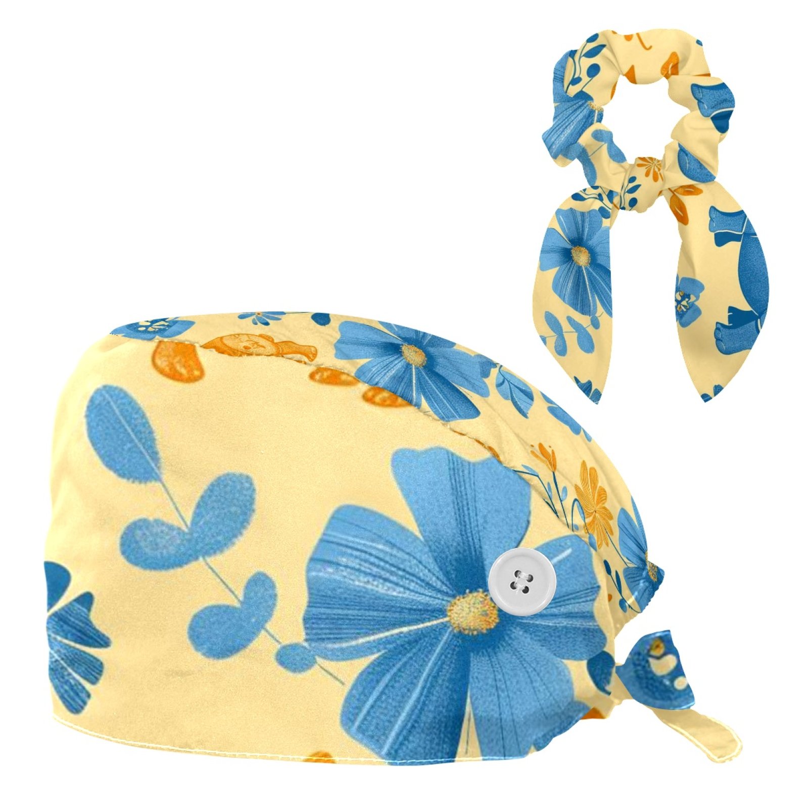 Working Hat with Buttons & Ribbon Ties for Women, Adjustable Unisex