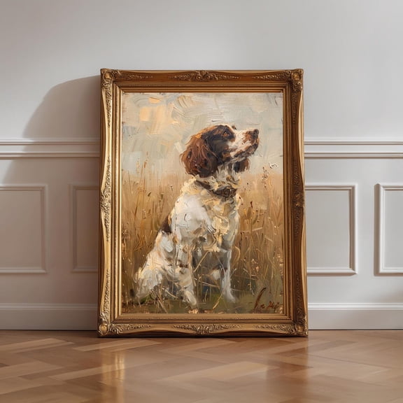 Working Spaniel Oil Rustic Country British Countryside Gundog Graphic Poster Unframed Paper Print