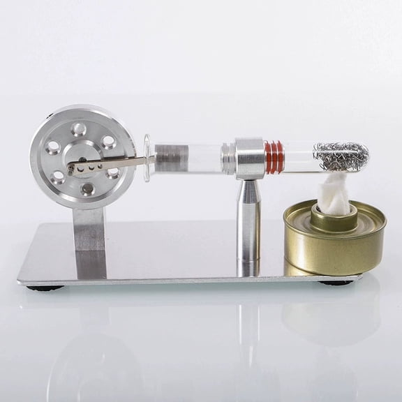 Working Stirling Engine Model, Heat Powered Metal Mechanical Engine with Flywheel, Desktop Thermodynamics Demonstration & Engineering Display