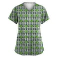 thumbnail image 1 of Working Uniform Shirts for Women Irish Shamrock Printed V Neck Breathable Scrub Tops Short Sleeve Professionals Soft Stretch St. Patrick's Day Workwear Shirt with Pockets green 3X-Large, 1 of 3