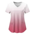 thumbnail image 1 of Working Uniforms Women Ombre Color Print Scrub_Tops V-Neck Short Sleeve Medical Shirts with Pockets, 1 of 3