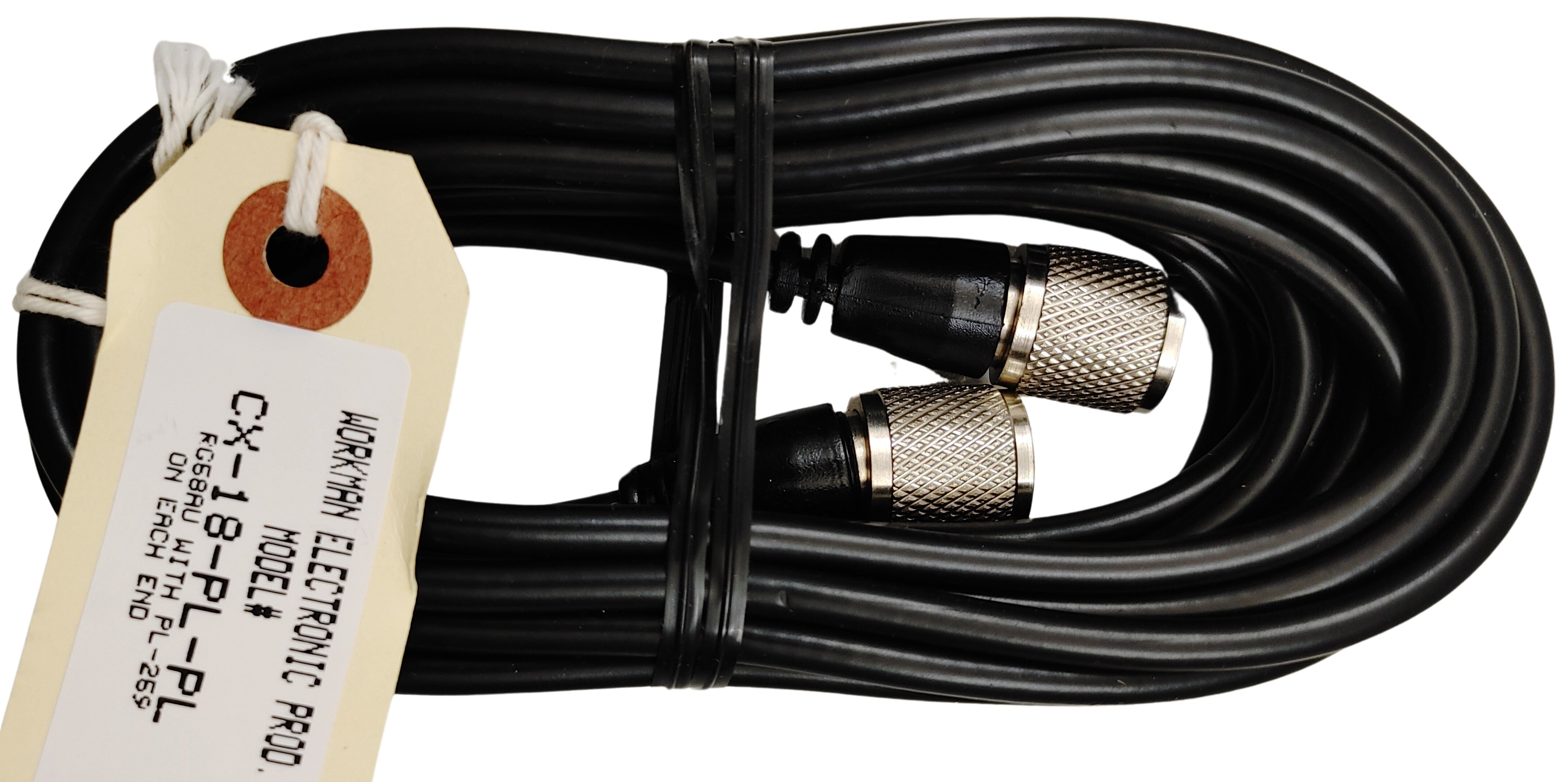 Workman CX-18-PL-PL 18 FT RG58AU CB HAM Radio Antenna Coax Cable w ...