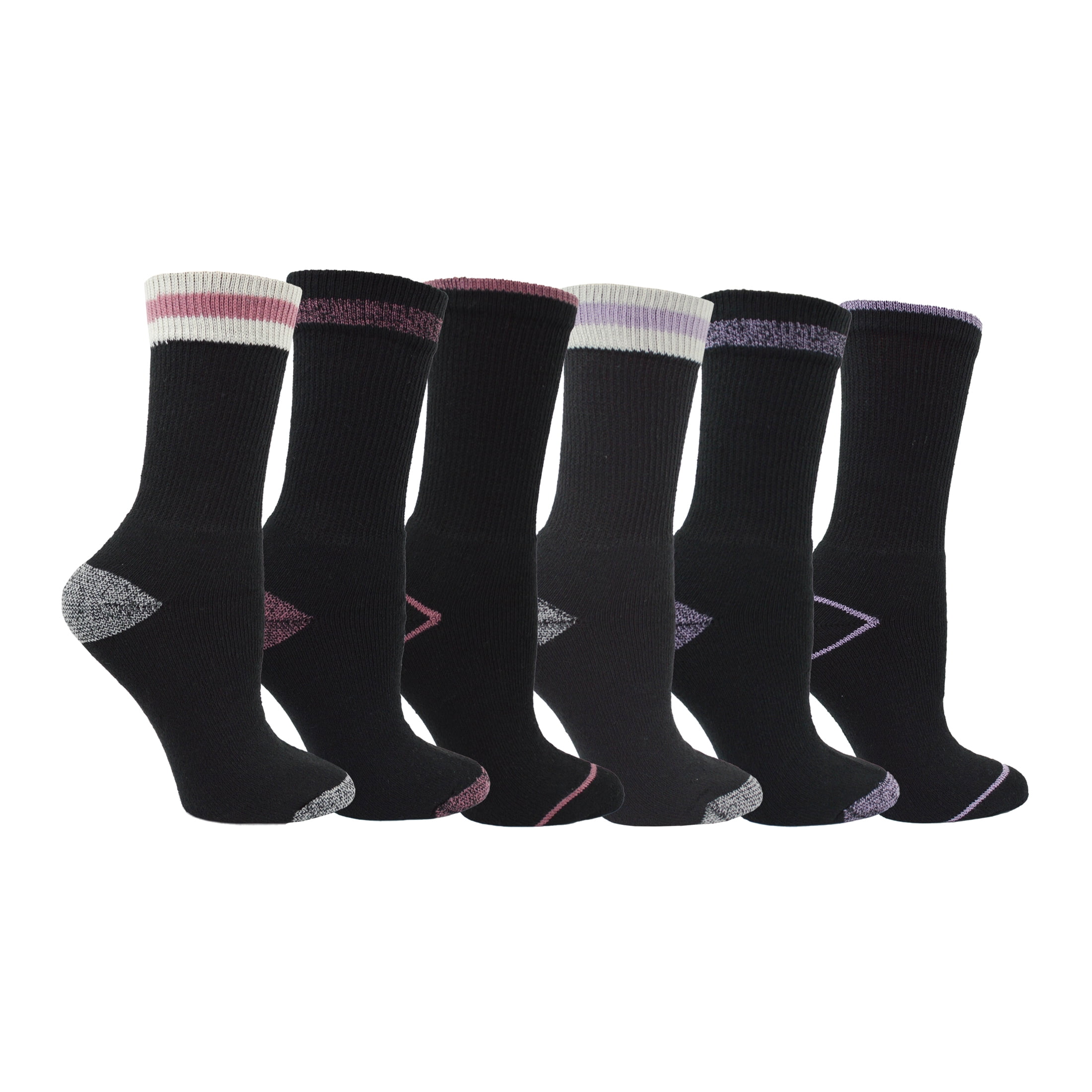 Workmate Lds 6pk Crew Sock Black Combo