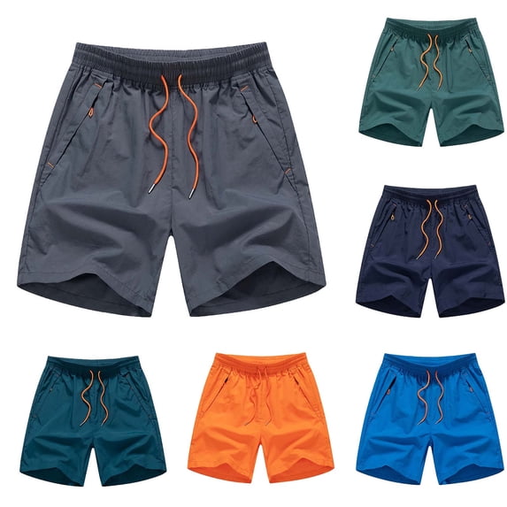 Workout Athletic Shorts for Men Casual Drawstring Elastic Waist Gym Running Shorts, L