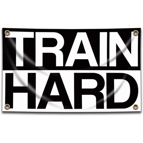 Workout Banner Train Hard Motivational Bodybuilding 3x5 Feet Flag Home Gym Poster