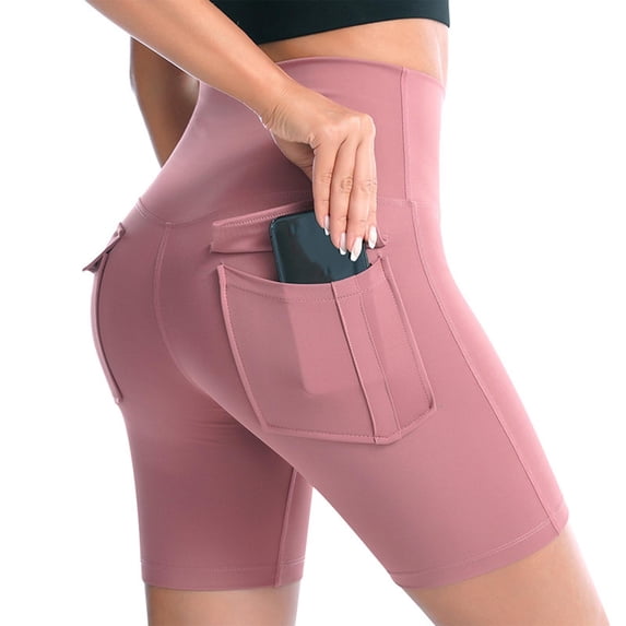 Workout Biker Shorts Women Fashion Solid Color Pocket Pull Rope Loose Tight Waist Loose Short