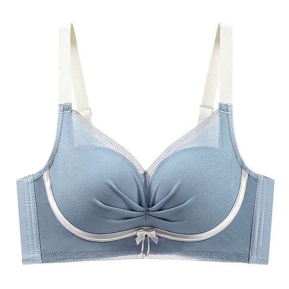 Workout Bras Women Full-Coverage Bra Feature V-Neck Wire-Free Bra Style W-391 Blue XL