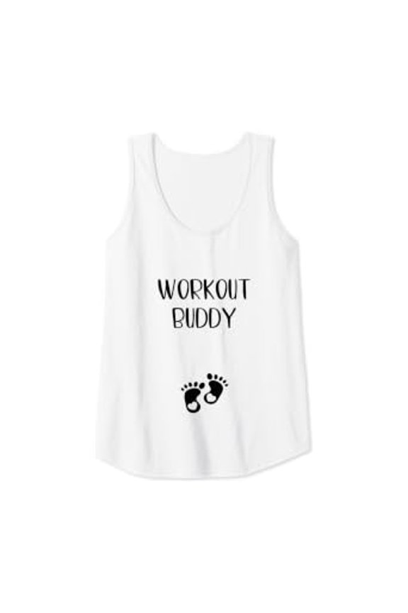 Workout Buddy Pregnancy Announcement Gym Exercise Design Tank Top Size S-3XL