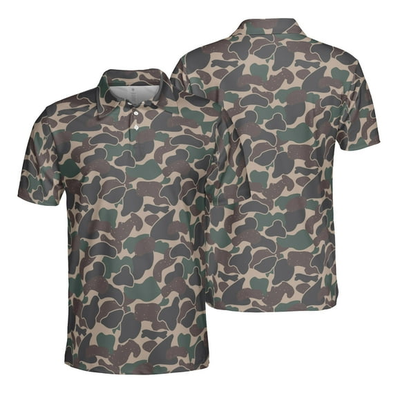 Workout Camouflage Polo Shirt for Men Short Sleeve Outdoors Fishing Hunting