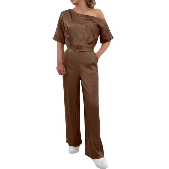 Workout Casual Pants for Women Casual Satin Jumpsuits Elegant Wide Leg Bib Overalls Overalls Jumpsuits Pants L