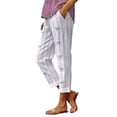 thumbnail image 1 of Workout Casual Pants for Women Cotton Linen Pants 2026 Summer Wide Leg Elastic Straight Leg Pant Lightweight Beach Trousers Pants L, 1 of 6
