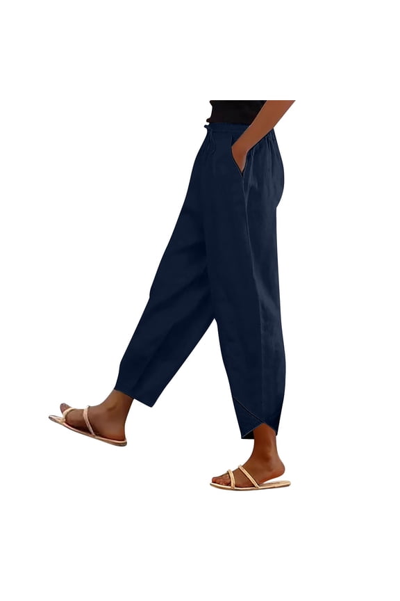 Workout Casual Pants for Women Ladies Casual And Short Stacked V Slub Cotton Trousers Pants Xxl