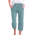 thumbnail image 1 of Workout Casual Pants for Women Pants Cotton Linen Casual Summer 2025 Straight Wide Leg Loose Elastic Waist Cropped Trouser Pants Xl, 1 of 5