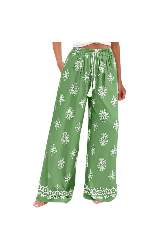 Workout Casual Pants for Women Wide Leg Pants 2026 Summer Trousers Spring Beach Vacation Clothes Resort Wear Pants M