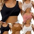 thumbnail image 1 of Workout Clothes for Women , Built In Bra Shirt , Bodysuit with Built In Bra Womens Tank Tops With Built In Bras 2024 Summer Casual Crew Neck Sleeveless Camisole Cotton Padded Workout Tops, 1 of 4