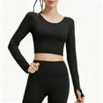 thumbnail image 1 of Workout Crop Tops for Women Long Sleeve Quick Dry Breathable Yoga Tees with Thumb Holes Slim Fit Gym Clothes (XL, Black), 1 of 7