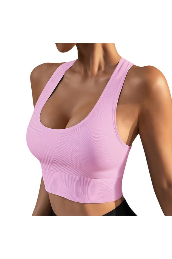 Workout Crop Tops for Women Racerback Yoga Tee Shirt Sleeveless Scoop Neck Athletic Running Gym Clothes (XS, Pink)