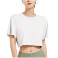 thumbnail image 1 of Workout Crop Tops for Women Short Sleeve Round Neck Loose T-Shirts Cropped Athletic Gym Running Yoga Tee Shirts Summer Clearance, 1 of 4