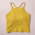 thumbnail image 1 of Workout Cropped Tank Tops for Women Built in Bra Seamless Ribbed Knit Racerback Backless Top for Teen Girls Cami Tops for Women Plus Size Yellow L, 1 of 5
