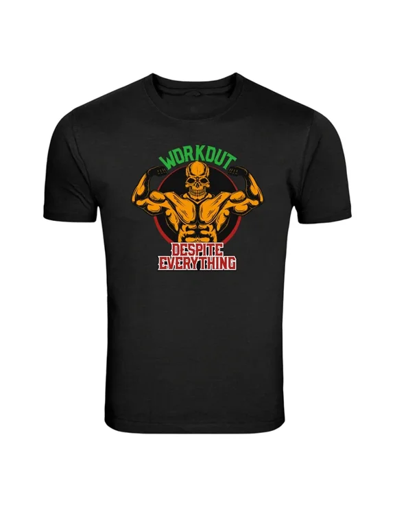Workout Despite Everything Gym Skull Bodybuilder Graphic Everyday Outfit For Casual Events T-Shirt, Size S-5XL