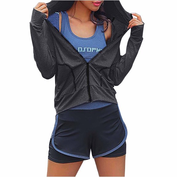 Workout Exercise Tops Women's Spring and Summer Solid Color Cationic Jacket Breathable Running Sports Yoga Jacket GY2 S