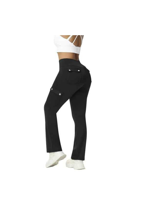 Workout Flare Leggings for Women Cargo Yoga Pants with Multi Pockets High Waist Work Casual Travel Gym Bootcut Leggings
