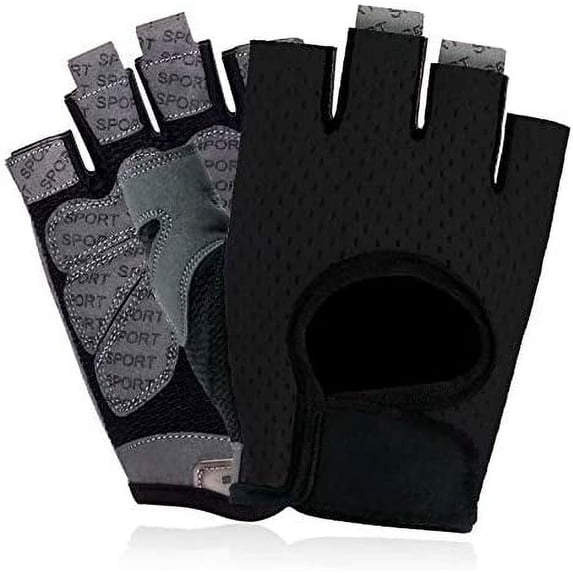 Workout Gloves, Breathable, Non-Slip, Silica Gel Grip, Exercise Gloves, Men and Women for Weightlifting,Yoga, Dumbbell, Bodybuilding, Sport, Black