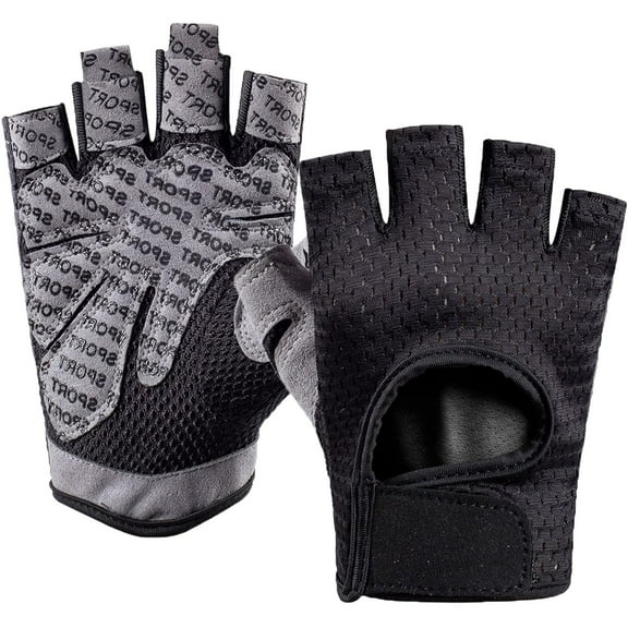Workout Gloves for Men & Women, Fingerless Breathable & Full Palm Protection Gym Exercise Gloves for Weight Lifting, Fitness, Powerlifting, Cycling(Medium,1Pair)