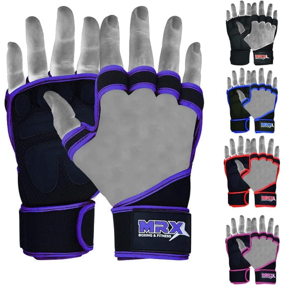 Workout Gloves for Men and Women Ventilated Weight Lifting Gloves with Wrist Wraps sticky Palm Protection with Extra Grip Gym Gloves for Exercise Pull Ups, Cross Training | Purple L/XL