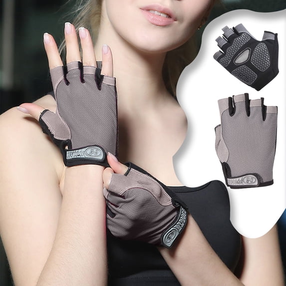 Workout Gloves for Men & Women, Weight Lifting Gloves with Anti-Slip Palm Protection, Half Finger Exercise Gloves for Powerlifting, Bodybuilding, Cycling & Rowing