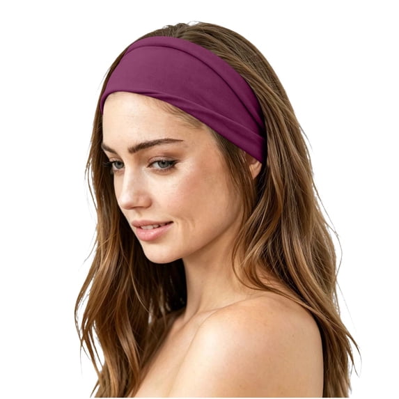 Workout Headbands For Women's Athletic Non Slip Solid Color Stretchy Sweatbands Running Yoga Fitness Sports Hair Bands (Free Size, Purple)