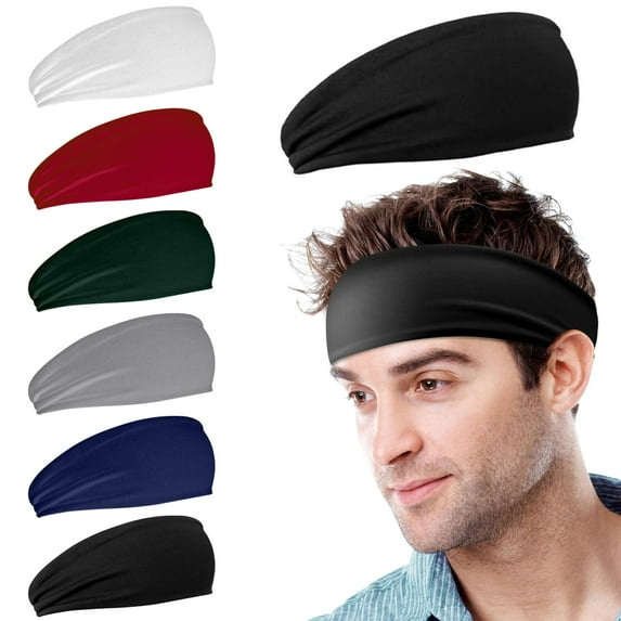 Workout Headbands for Men, 7 Pack Mens Running Headband Stretchy Sweatband Sports Headband for Cycling, Basketball, Yoga, Fitness Workout Unisex Hairband
