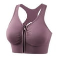 thumbnail image 1 of Workout High Support Sports Bra, Womens Front Zipper Racerback Training Daily Brassiere, Push up Yoga Underwear Plus Size Sports Bras for Lady Purple XXL, 1 of 3
