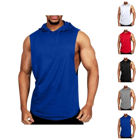 Workout Hooded Tank Tops Men Lightweight Breathable Sleeveless Shirt Summer Casual Athletic Running Gym Tanks