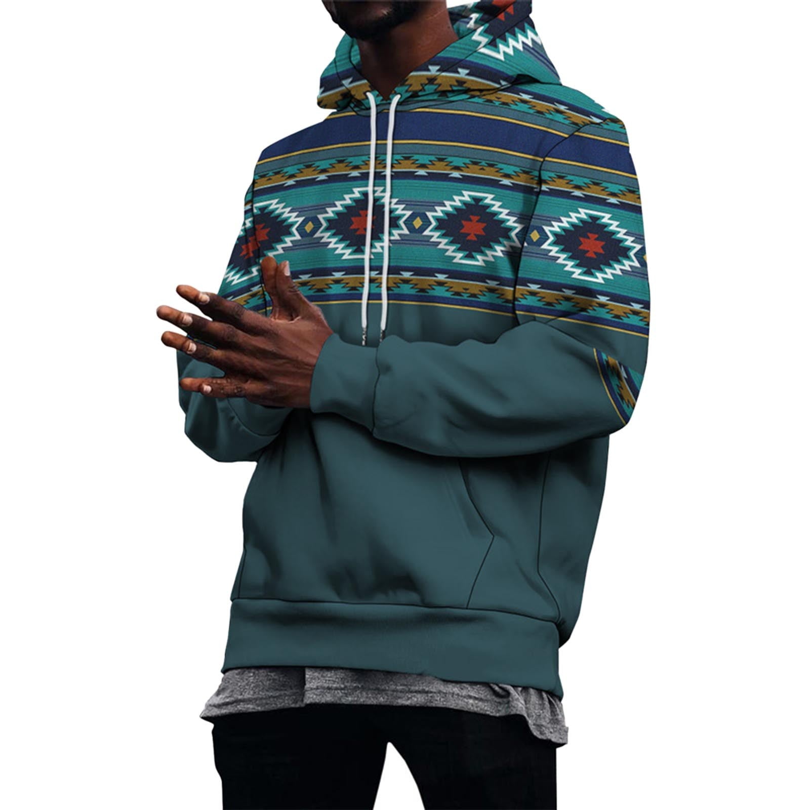 Workout Hoodies for Men Autumn Thick Graphic Printed Loose Fit Fashion