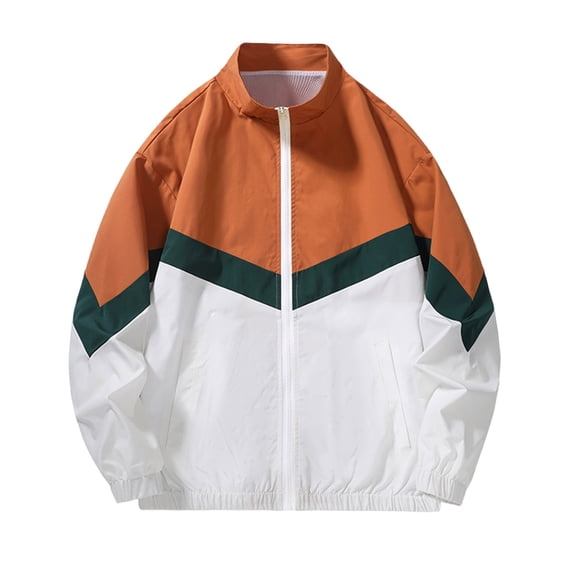 Workout Jackets for Men Big and Tall Casual Long Sleeve Zip-Up Coats Plus Size Color Block Comfy Sports Outerwear Jacket with Pockets M-4XL
