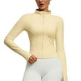 thumbnail image 1 of Workout Jackets for Women High Stretch Zipper Long Sleeve Elastic Track Overcoat Yellow XL, 1 of 2
