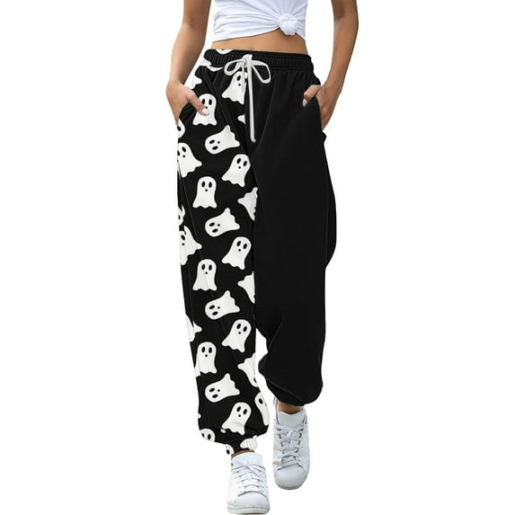 Workout Jogger Pants for Women Halloween Pumpkin Printed High Waist Fashion Trousers Suitable Bottom Pants Sporty Gym Athletic Fit Trousers 2025 Fall Slacks with Pockets