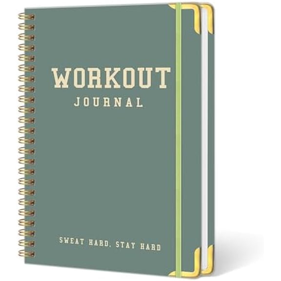 Workout Journal Fitness Tracker Planner for Men & Women, Exercise Log Book to Track Gym & Home Training, Goals, Sets, Reps & Progress, 142 Pages, A5 5.7" x 8.2" Portable Hardcover with Metal Corn