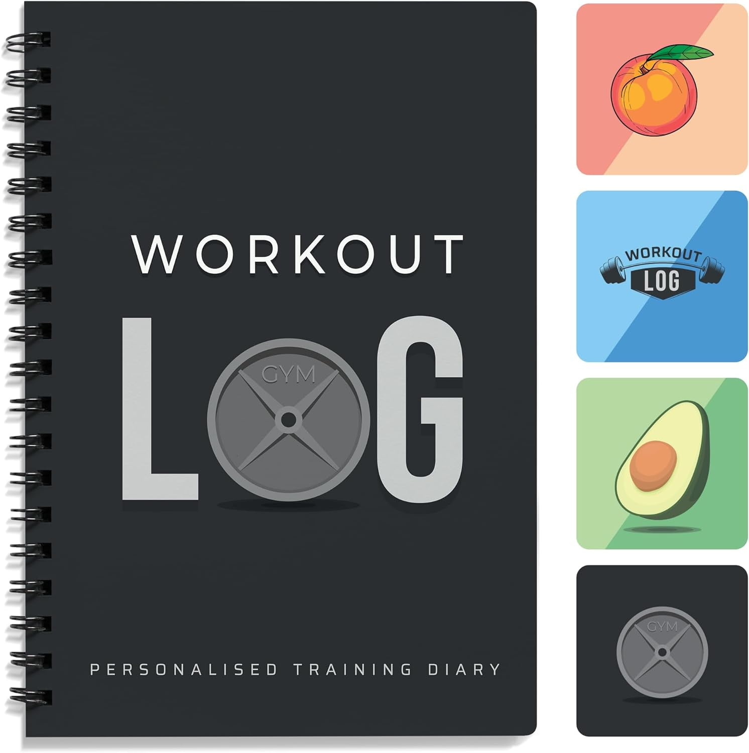 Workout Journal Planner for Men & Women (Charcoal Gray), Log Book
