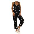 thumbnail image 1 of Workout Jumpsuits for Women Casual Long Knot Strap Boho Playsuit Print Button Rompers,Black,L, 1 of 2