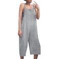 thumbnail image 1 of Workout Jumpsuits for Women Casual Summer Sleeveless Spaghetti Strap Solid Color Pocket Trousers Outwear,Grey,M, 1 of 4