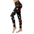 thumbnail image 1 of Workout Leggings For Women Valentine Heart Print Elastic Velvet Yoga Trousers Cozy Soft Casual Tights Tummy Control Activities Pants Black L, 1 of 4