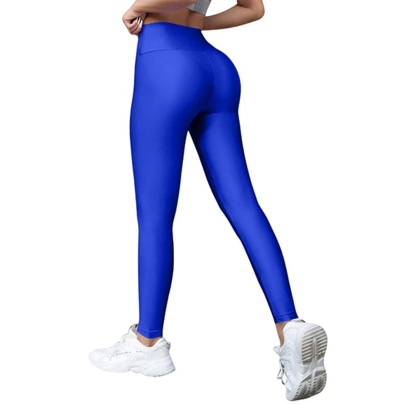 Workout Leggings for Women Audhol Women's Sports Slim Fit Slimming High Yoga Pants Nylon High Waisted Glossy Leggings Womens Leggings Tummy Control Blue S