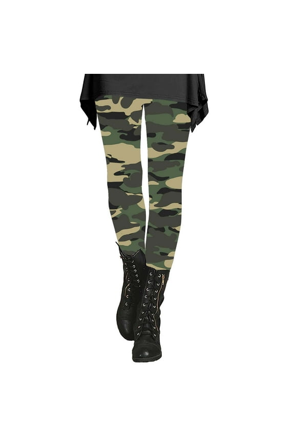 Workout Leggings for Women, Comdrip Women's Autumn and Winter Camouflage Leggings Artistic Printed Soft Stretchy Pants for Women Compression Leggings for Women Army Green L