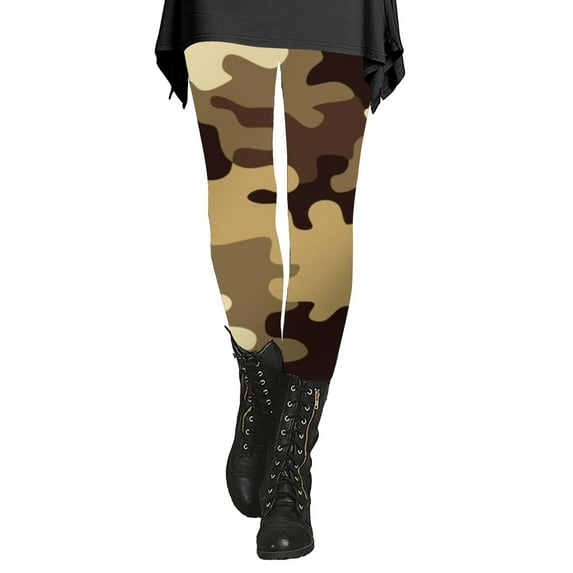 Workout Leggings for Women, Comdrip Women's Autumn and Winter Camouflage Leggings Artistic Printed Soft Stretchy Pants for Women Compression Leggings for Women Gold 2XL