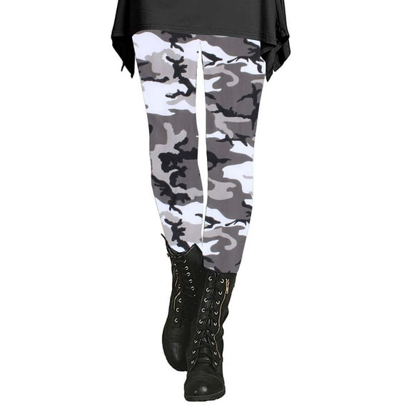 Workout Leggings for Women, Comdrip Women's Autumn and Winter Camouflage Leggings Artistic Printed Soft Stretchy Pants for Women Compression Leggings for Women Grey L