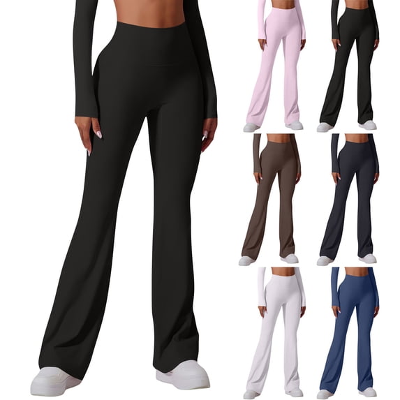 Workout Leggings Womens No Front Seam Straight Flare Pants High Waist Buttery Soft Gym Yoga Pants